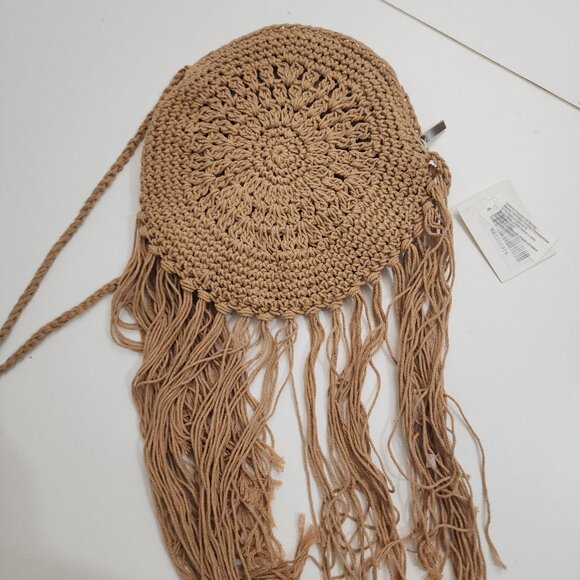Boho Women Mini Fringed Round Cotton Crochet Cross-body Shoulder Bag - Picture 9 of 12